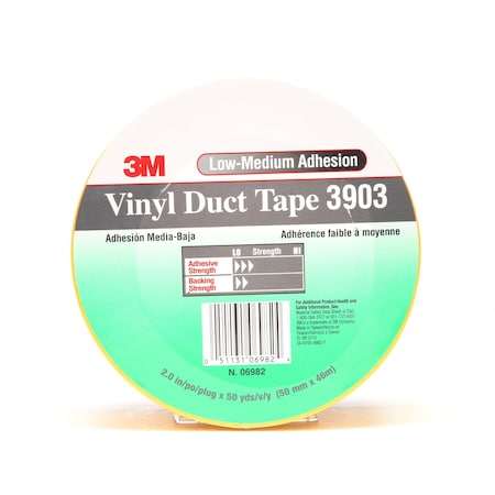 3M Duct Tape, Yellow, 50 yd L, 2 in W 3903