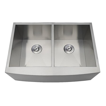 Bakebetter Modern Undermount Stainless Steel Double Farmhouse Kitchen Sink - Brushed BA3015380