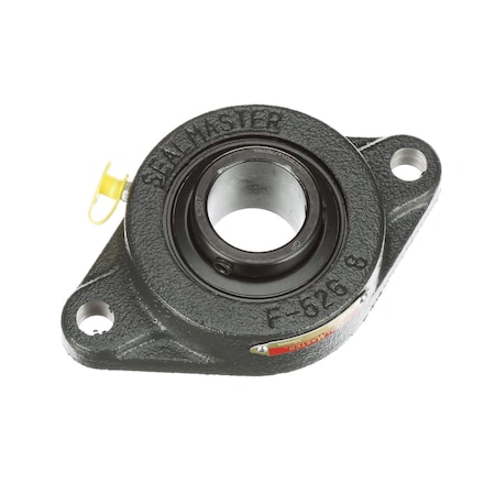 Sealmaster Mounted Cast Iron Two Bolt Flange Ball Bearing - 52100 Bearing Steel, Black Oxided - Setscrew Lock SFT-207