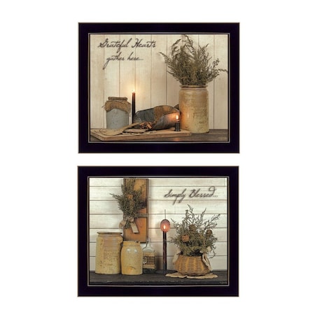 Homeroots Set Of Two Blessed Gathering Black Framed Print Wall Art, 2PK 405872