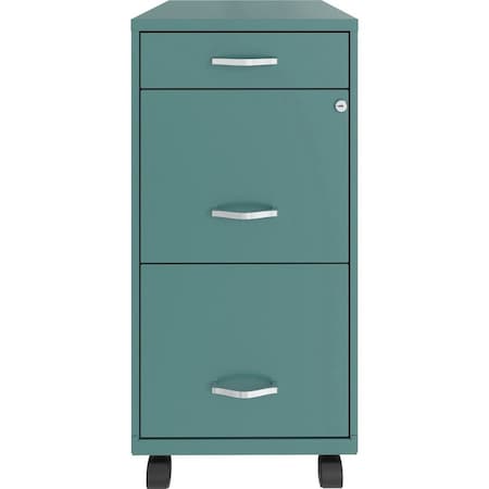 Nusparc 3-Drawer Mobile Vertical File Cabinet, 14.2" x 18" x 29.5", Teal NPRVF318BMTL