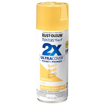 Rust-Oleum Spray Paint, Warm Yellow, Gloss, Solvent, 12 Oz 249091