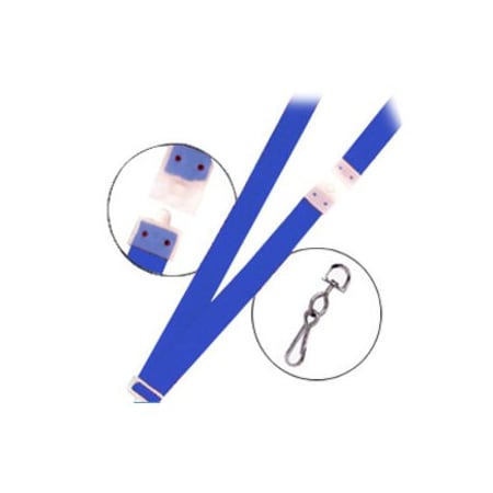 Brady LANYARD STANDARD, ROYAL BLUE, 3/8in FLAT WOVEN BREAK-AWAY LANYARD W/NICKEL PLATED STEEL SWIVEL HOOK 2137-5002