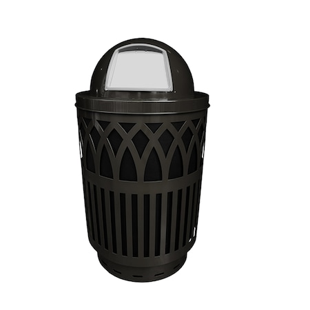 Witt Industries Black Outdoor Receptacle with Laser Cut Design with Dometop COV40P-DT-BK