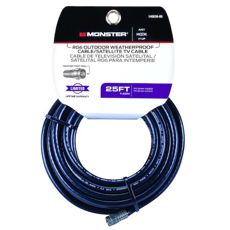 Monster Cable Just Hook It Up 25 ft. Weatherproof Video Coaxial Cable 140039-00