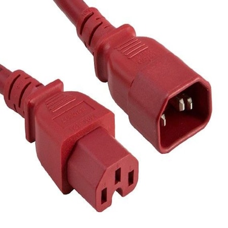 Sanoxy 10ft 14 AWG 15A 250V Power Cord IEC320 C14 to IEC320 C15, Red SNX-CBL-LDR-PW133-7210