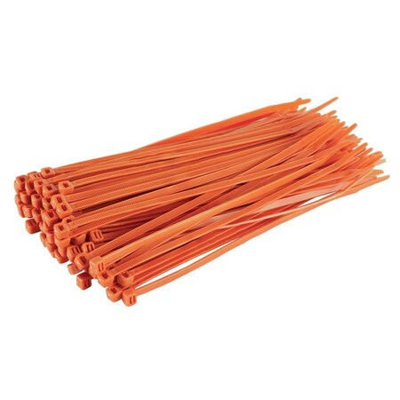 Gtse Orange Nylon Zip Ties / Cable Ties - 8in (50lb), 100PK CT8-50-ORA-100