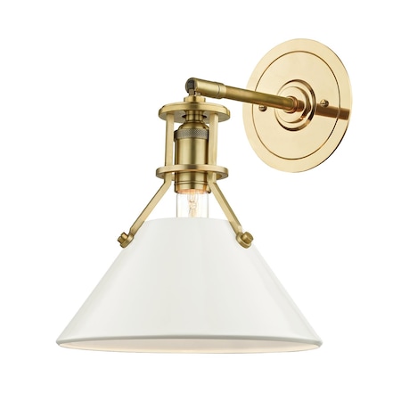 Hudson Valley Lighting Mark D. Sikes X Painted No.2 1 Light Wall Sconce 9.5 In. Aged Brass/Off White MDS350-AGB/OW