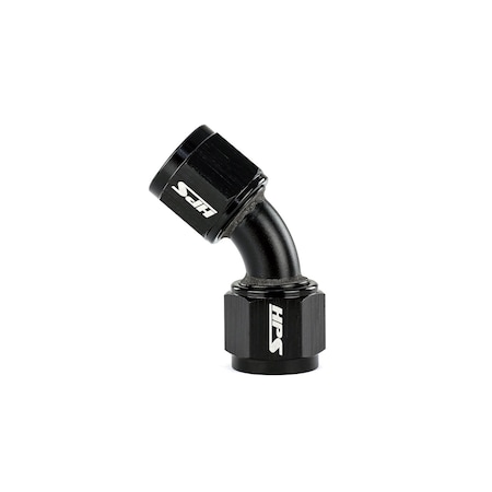 Hps Performance 45 Degree -12 AN Female to Female Swivel Coupling Adapter, Aluminum, Black AN9451-12