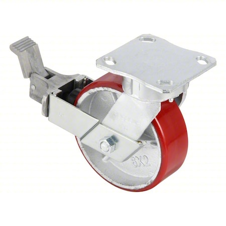 Zoro Select Plate Caster, Swivel, Polyurethane, 7 1/2"H P25S-UY060KP-14-WK-DL-001