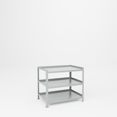 Pucel Three Shelf Utility Table, 24 in W x 36 in D x 31 in H, Black TU-2436-3