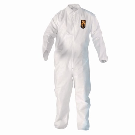 Kleenguard A20 Breathable Particle Protection Coveralls, Zip Front, Elastic, Large, White, 24PK KCC 49103