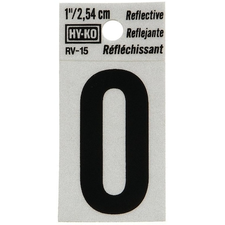 Hy-Ko Reflective Letter, Character: O, 1 in H Character, Black Character, Silver Background, Vinyl RV-15/O