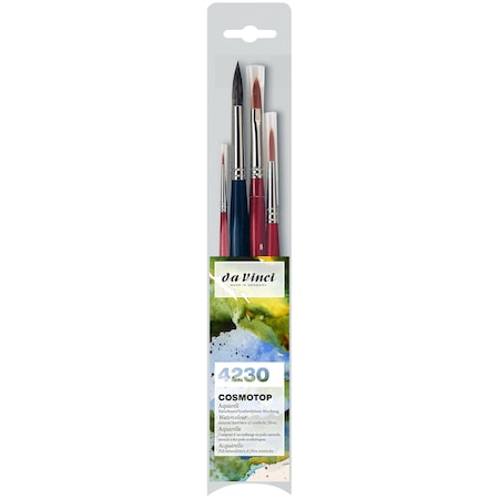 Da Vinci COSMOTOP Assorted Brushes, Synthetic, Watercolor, MIX and SPIN, 4-Piece Set VA-4230_0