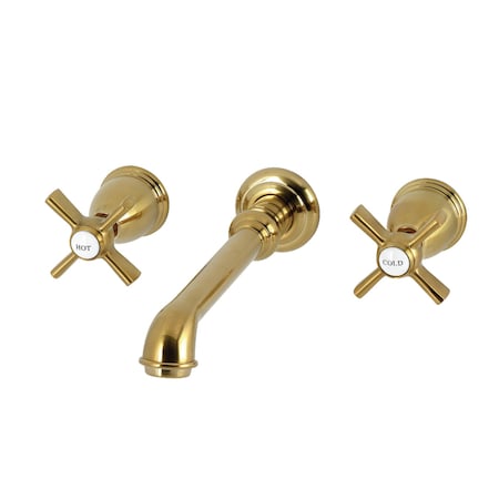 Kingston Brass Two-Handle Wall Mount Tub Faucet, Brushed Brass KS7027ZX