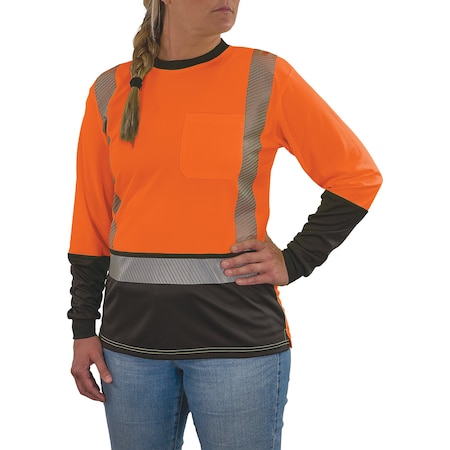 Ergodyne XL Orange Class 2 Hi-Vis Long Sleeve Shirt Womens 8278BK