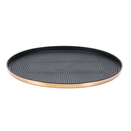 Service Ideas Modern Edge Round Serving Tray, 12in diamater, Rose Gold TRME12RIRG