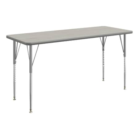 Flash Furniture Commercial Adjustable Height Rectangular Activity Table - Standard Legs-LT GY XU-A2460-REC-LTGRY-T-A-GG