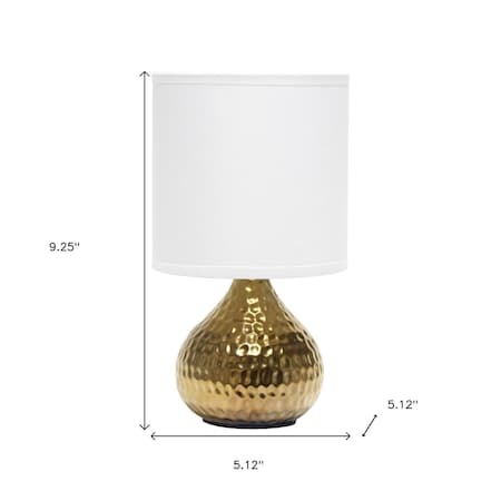 Homeroots 9" Gold Porcelain Round Table Lamp With White Drum Shade 643299