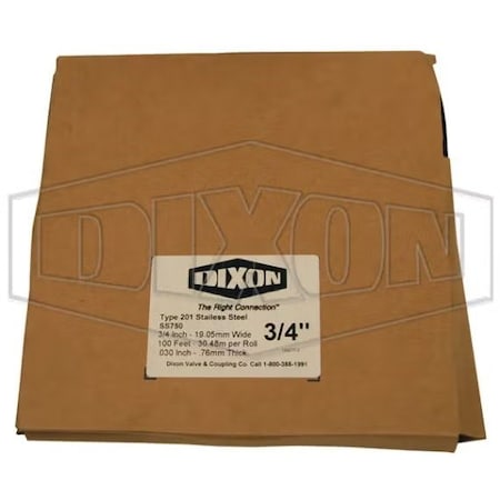 Dixon Buckle Strapping, 100 ft L x 3/8 in W, 201 Stainless Steel SS375