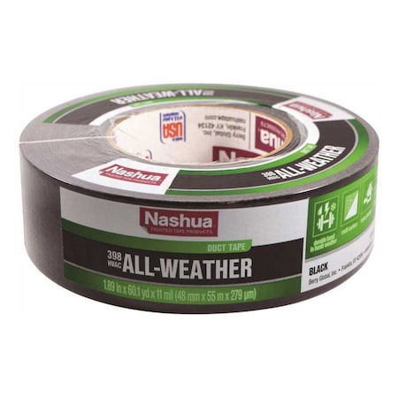 Nashua Tape 1.89 in. x 60 yd. 398 All-Weather HVAC Duct Tape in Black 1526489