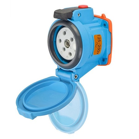 Meltric DSN30 RECEPTACLE POLY BLUE SIZE 2 TYPE 4X IP 69 2P+N+G 30 A 125/250 VAC 60 Hz +2 AUX 63-34076-972