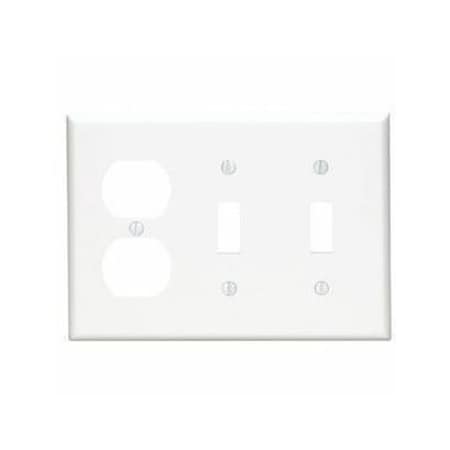 Leviton Combination Wallplate, Standard Size, Gang 3, White 80721-W