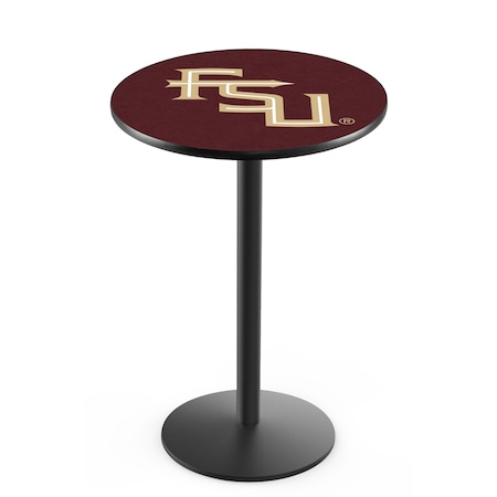 Holland Bar Stool Co 36" Blk Wrinkle Florida State (Script) Pub Table, 36" dia. Top L214B3636FSU-FS