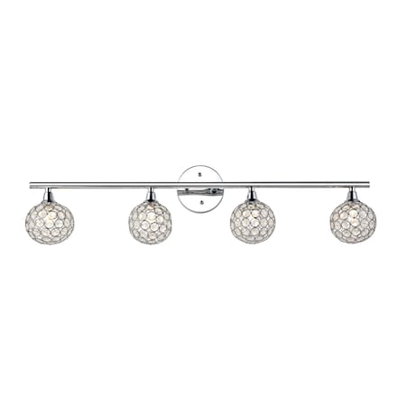 Jonathan Y Maeve 32.5" 4-Light Iron/Glass Contemporary Glam LED Vanity Light, Chrome JYL7537A