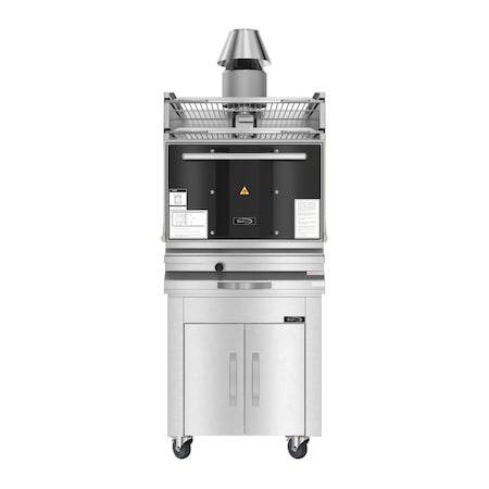 Koolmore 28.15 inch Stainless Steel Professional Charcoal Oven With Warming Racks And Bottom Cabinet KM-CHO28-SS-TRB