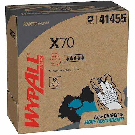Wypall WypAll X70 Extended Use Reusable Cloths 41455, POP-UP Box, White, 96 sheets/Pck 41455