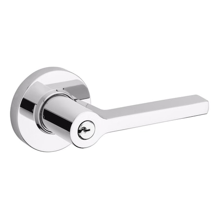 Baldwin Baldwin 5260 Left Hand Square Lever with Round Rose Emergency Egress Keyed Entry Bright Chrome 5260260LENT