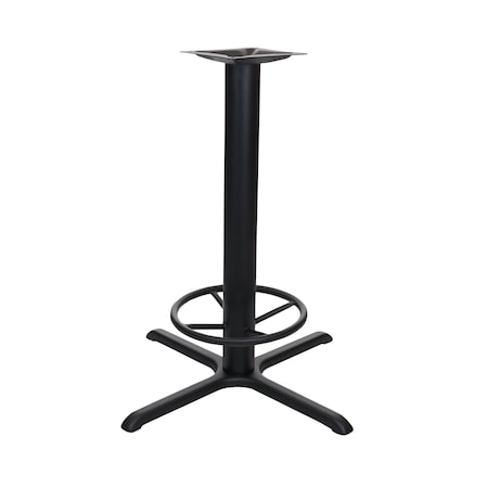 Bfm Seating Stamped Steel, 36x36 Cross Base, Bar Height with Foot-Ring, 4in Column, 10 5/8in Welded Top Plate STB-36364TFR