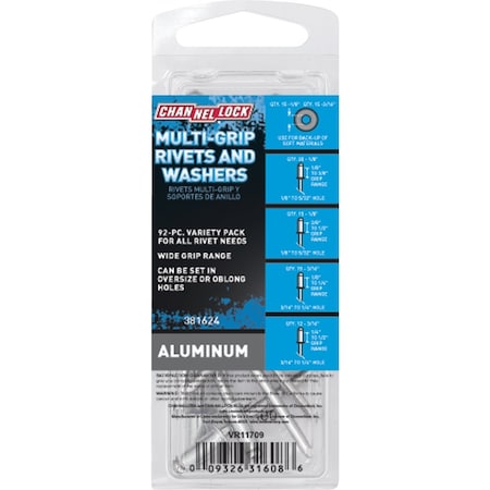 Channellock Aluminum POP Rivet Assortment, 92-Piece 381624