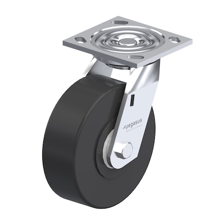 Pegasus Caster, Swivel Plate, Black Nylon, 1250 lb. P21S-NMB060K-14