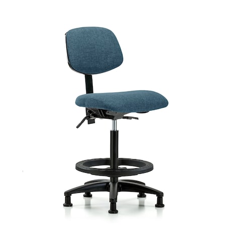 Blue Ridge Ergonomics Chair, Fabric, Hi Bench, Tilt BF Glides, Blu, No Arms, 26" to 35-1/2" Height, Blue BR-FHBCH-RG-T1-A0-BF-RG-F43