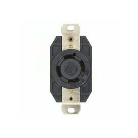 Leviton Flanged Locking Receptacle, L17-30R, 30 A, 600V AC, Three Phase, 3 Pole, Flush Mount, Black 2740