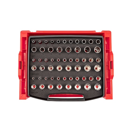 Tekton 3/8in Dr. Shallow, Semi-Deep, and Deep 6pt Socket Set with Open Top Drawer and Rack, 57pc (6-24 mm) SHD91700
