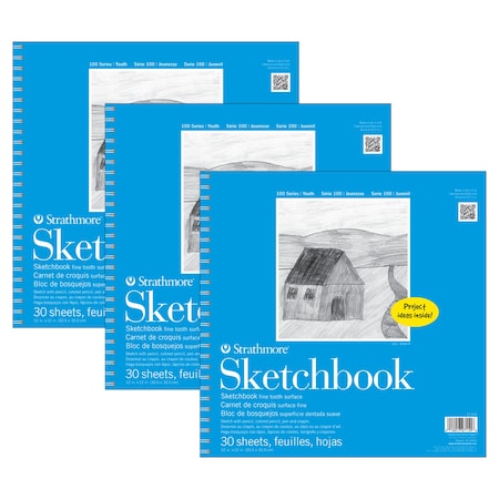 Strathmore 100 Series Sketch Pad, 30 Sheet, 12x12 inch, 3PK P27-110-1