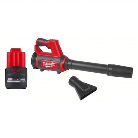 Milwaukee Tool M12(TM) REDLITHIUM(TM) 12 V Battery Powered Leaf Blower Kit, 175 cfm, 110 mph, Battery Included 48-11-2425, 0852-20
