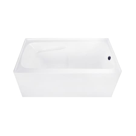 Kingston Brass 54" Acrylic Rectangular 3-Wall Alcove Tub Combo with Armrests and Drain in Glossy White/Matte Black CVTAP543023R0