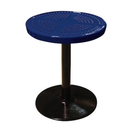 Leisure Craft 24" Round Perforated Pedestal Table, Portable, 30"H, Navy 24TAB30-NAVY