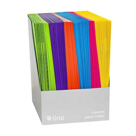 C-Line Products 2-Pocket Laminated Paper Portfolio with 3-Hole Punch, Assorted, 100PK 06300