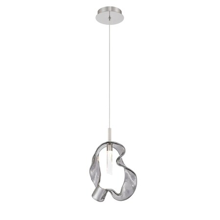 Euf Norah, Pendant, 13", Polished Nickel, Smoked Glass 50248-025