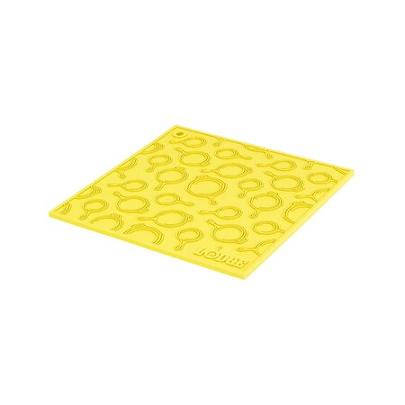 Lodge 7 Inch Square Yellow Silicone Trivet With Skillet Pattern, 12PK AS7SKT21