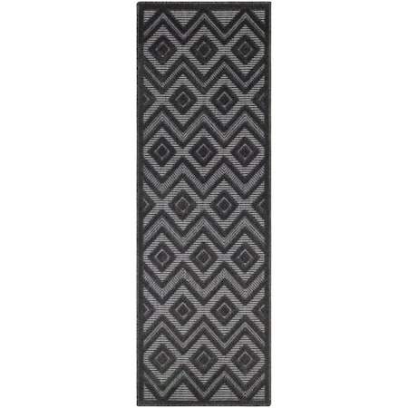 Homeroots 6' Charcoal And Black Geometric Indoor Outdoor Area Rug 556294