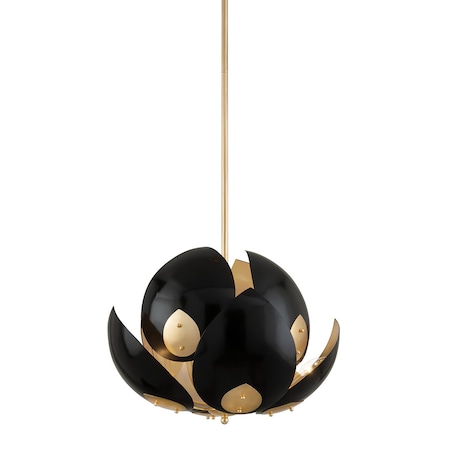 Hudson Valley Lighting Lotus 8 Light Chandelier 24 In. Gold Leaf/Black 5708-GL/BK