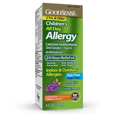 Perrigo Cetirizine HCl, 5mg, 1mg/mL, Syrup, 118mL 00113050326