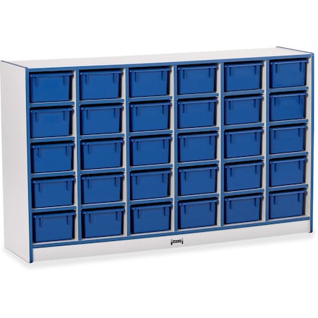 Jonti-Craft Rainbow Accents 30 Cubbie-Tray Mobile Storage, with Trays, Blue 0431JCWW003