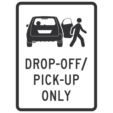 Lyle Drop-Off / Pick-Up Only with Graphic, 18x24, High Intensity Prismatic, White G-10414-HI_18x24